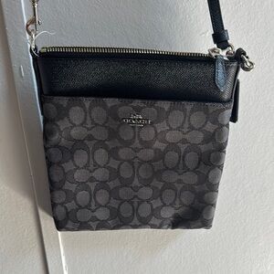 Coach Signature Black and Gray Crossbody Bag